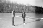 Jean Hurley (right) Skating on College Lake, January 1978