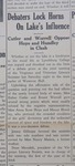 Debaters Lock Horns on Lake's Influence, 30 October 1935 by Critograph Staff