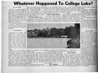 Whatever Happened to College Lake?, 12 December 1972