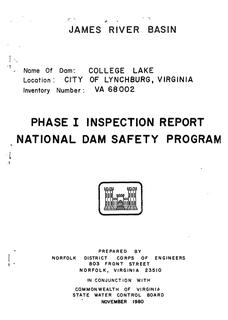Phase I Inspection Report National Dam Safety Program, November 1980